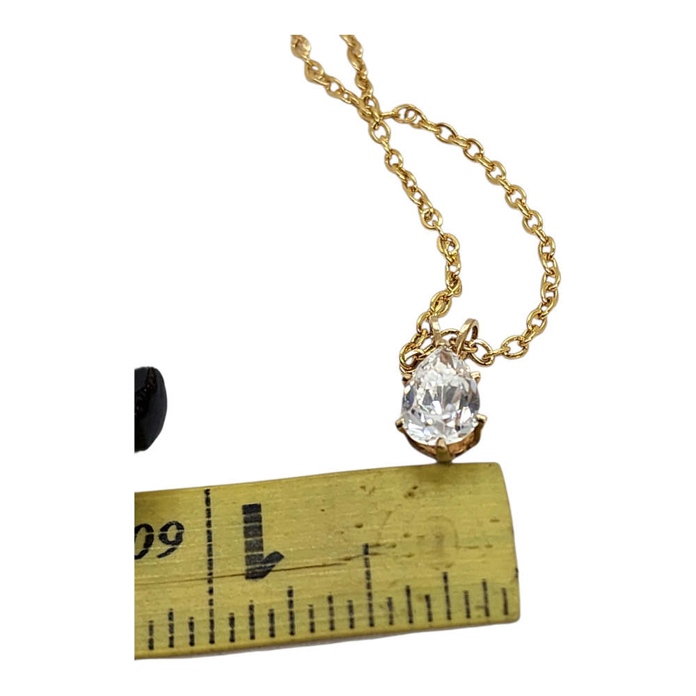 Large Chrysoprase Teardrop Pendant Necklace Gemstone Gold Plated Chain Gemstone - Picture 13 of 16